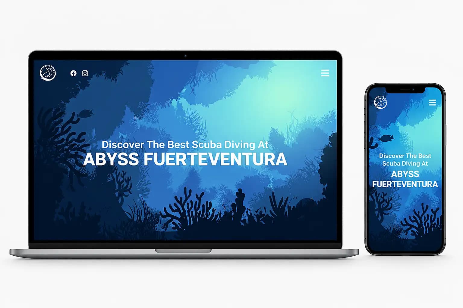 Página principal de Abyss Fuerteventura en escritorio y móvil
