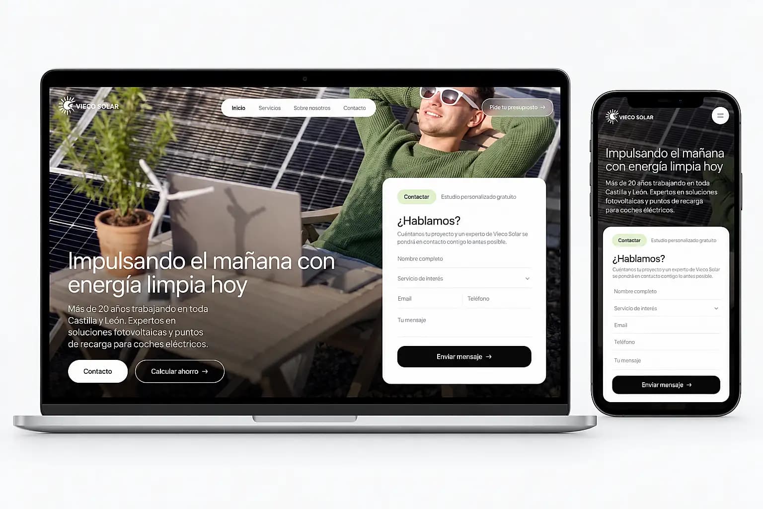 Vieco Solar: diseño web en escritorio y móvil