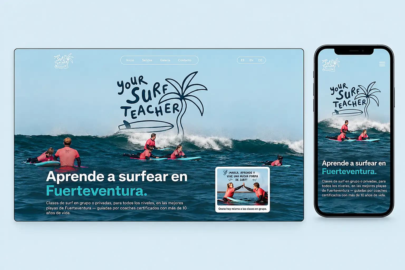 Your Surf Teacher: diseño web en escritorio y móvil